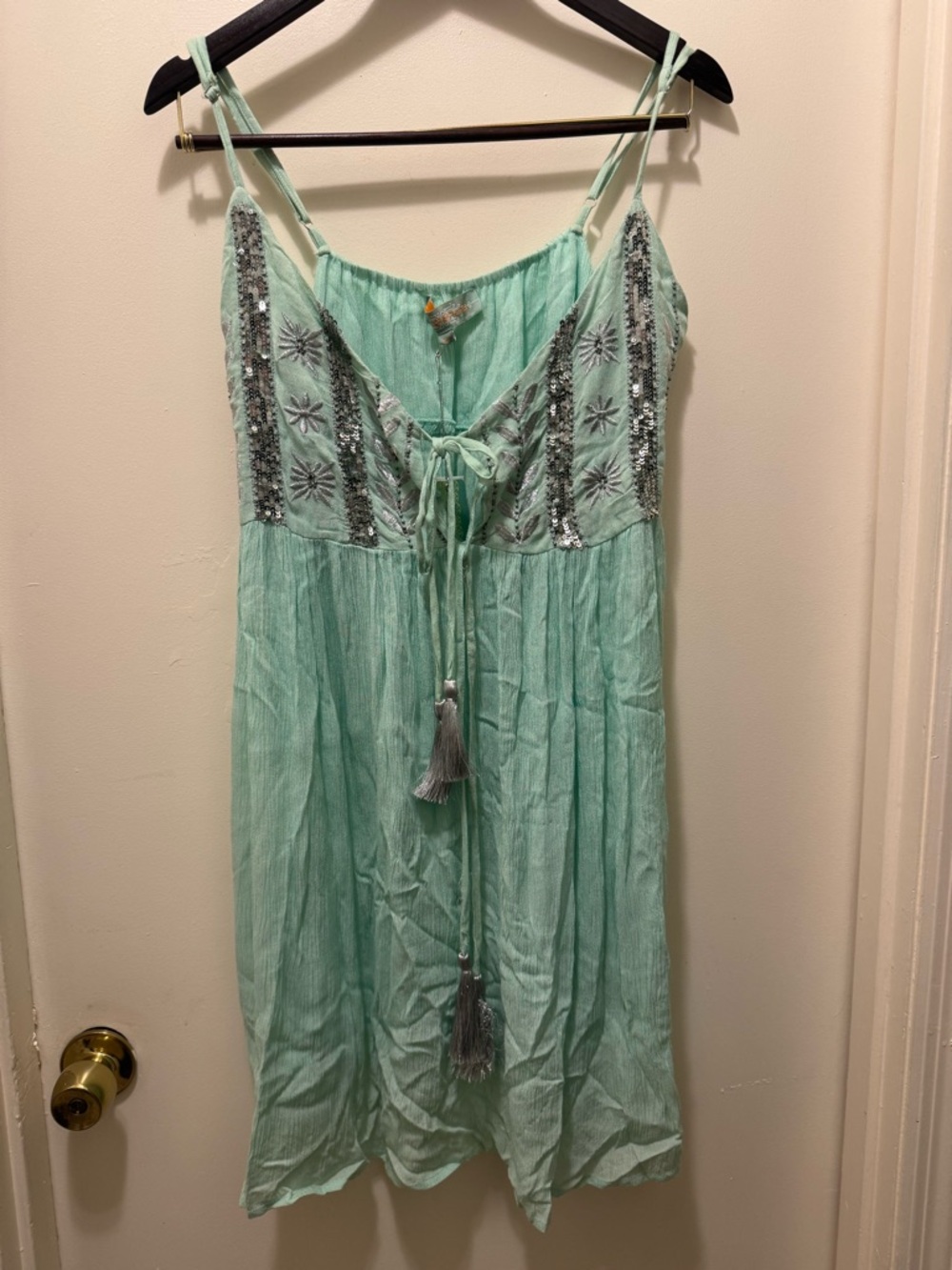 Mint Green Beaded Tassel Sundress by Kareena’s